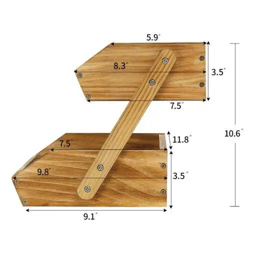 2 Tier עץ פיר. חדר אמבטיה מדפים וארגוניות 1